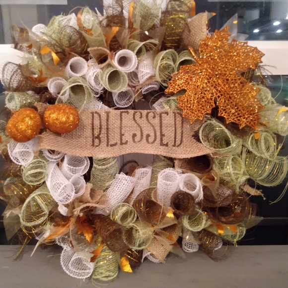 Fall Themed "Blessed" Wreath - Picture 5 of 6